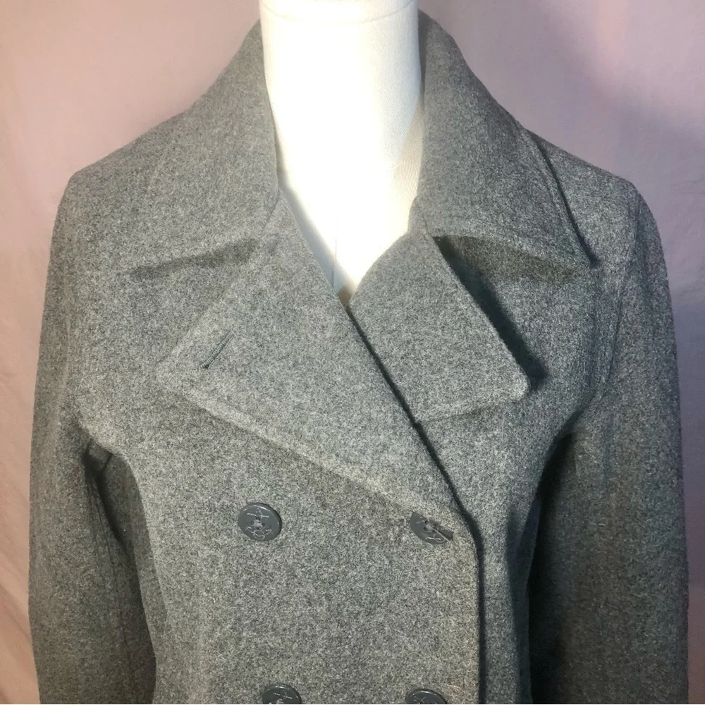 Wool Blend Gray Peacoat